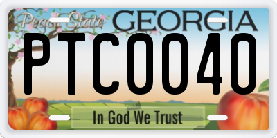 GA license plate PTC0040