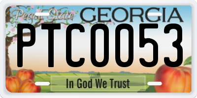GA license plate PTC0053
