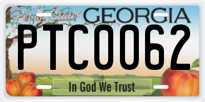 GA license plate PTC0062