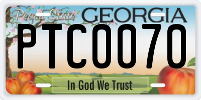 GA license plate PTC0070