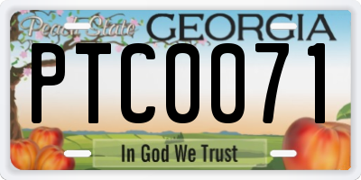 GA license plate PTC0071