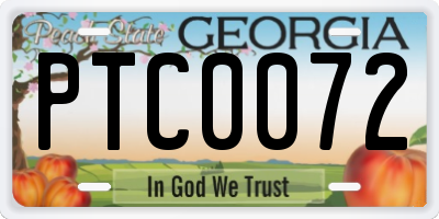 GA license plate PTC0072