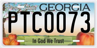 GA license plate PTC0073