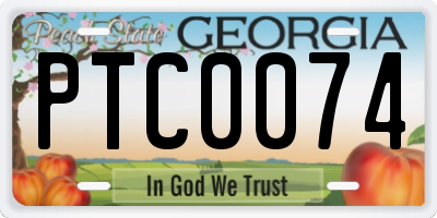 GA license plate PTC0074
