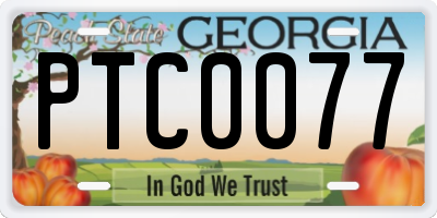 GA license plate PTC0077