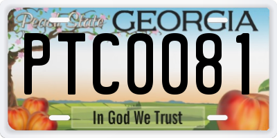 GA license plate PTC0081