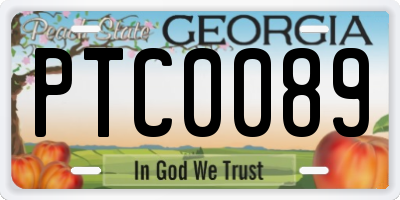GA license plate PTC0089