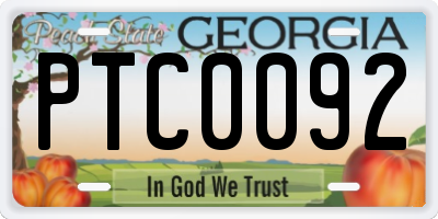 GA license plate PTC0092