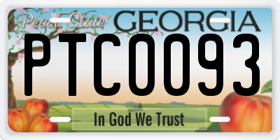 GA license plate PTC0093