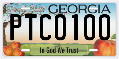 GA license plate PTC0100