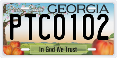 GA license plate PTC0102
