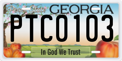 GA license plate PTC0103