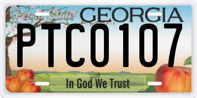 GA license plate PTC0107