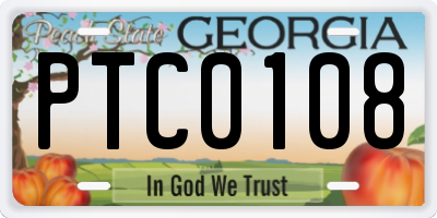 GA license plate PTC0108
