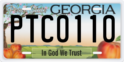 GA license plate PTC0110