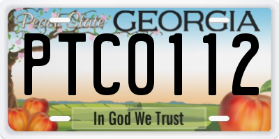 GA license plate PTC0112
