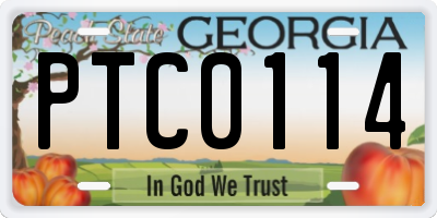 GA license plate PTC0114