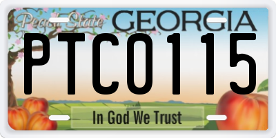 GA license plate PTC0115