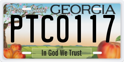 GA license plate PTC0117