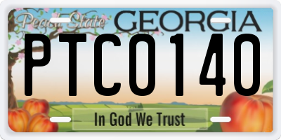 GA license plate PTC0140