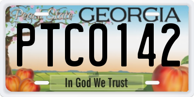 GA license plate PTC0142