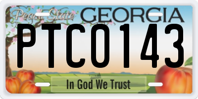 GA license plate PTC0143