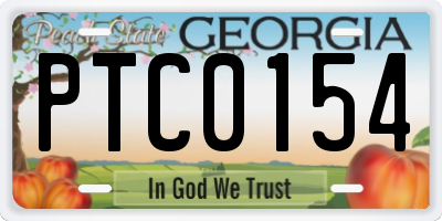 GA license plate PTC0154