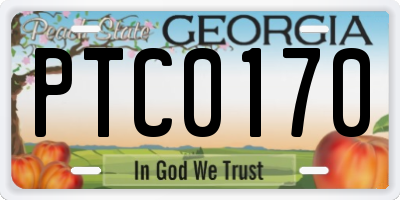 GA license plate PTC0170