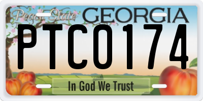 GA license plate PTC0174