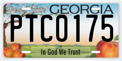GA license plate PTC0175