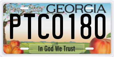 GA license plate PTC0180