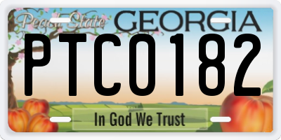 GA license plate PTC0182