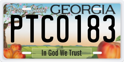 GA license plate PTC0183