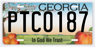 GA license plate PTC0187