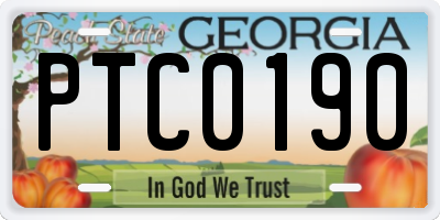 GA license plate PTC0190