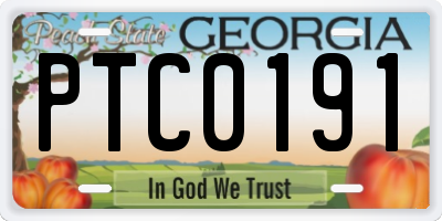 GA license plate PTC0191