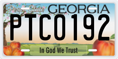 GA license plate PTC0192