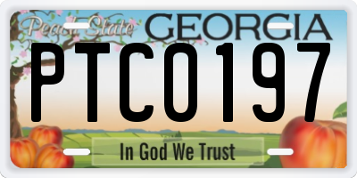 GA license plate PTC0197
