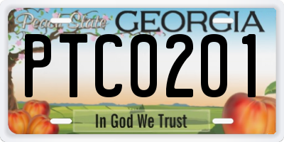 GA license plate PTC0201