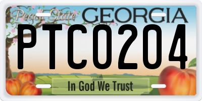 GA license plate PTC0204