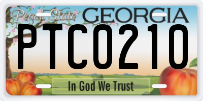 GA license plate PTC0210
