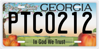 GA license plate PTC0212