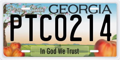 GA license plate PTC0214