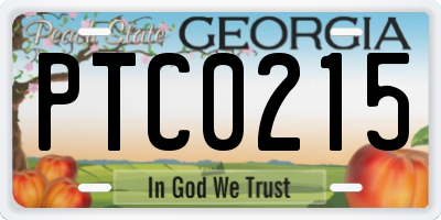 GA license plate PTC0215