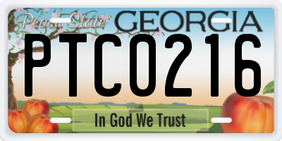 GA license plate PTC0216