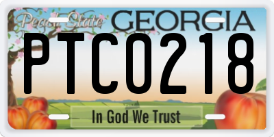 GA license plate PTC0218