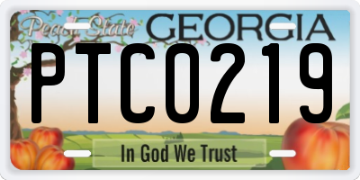GA license plate PTC0219