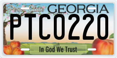 GA license plate PTC0220