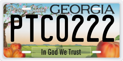 GA license plate PTC0222