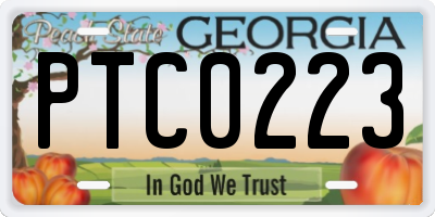 GA license plate PTC0223
